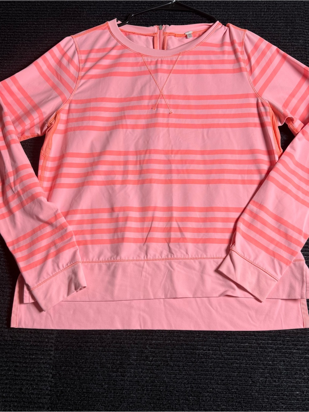 Lululemon Run Warm Up Crew Ocean Stripe Coral Orange Pullover Size 8